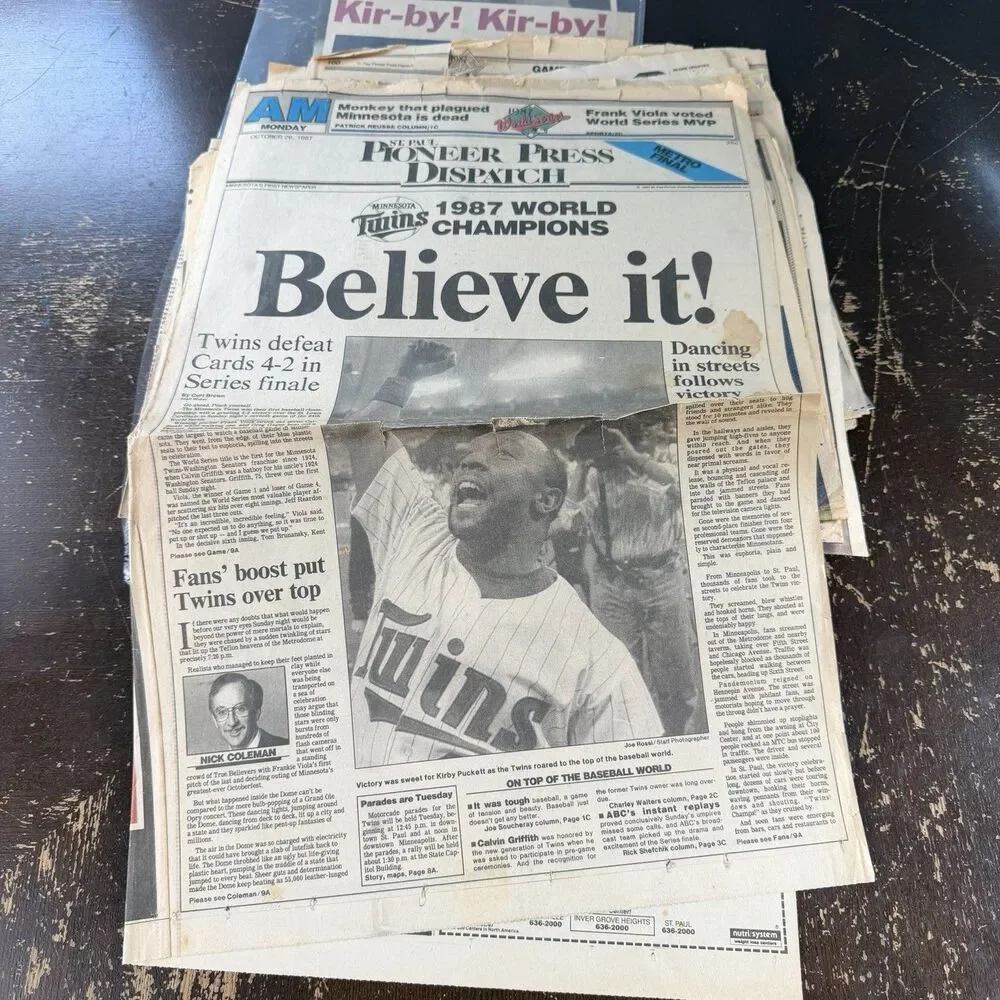 Vintage St Paul Pioneer Press Minnesota Twins World Series 1987 1991 Newspapers
